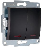 Выключатель с подсветкой без рамки Lezard Karina 2-кл. черный бархат картинка